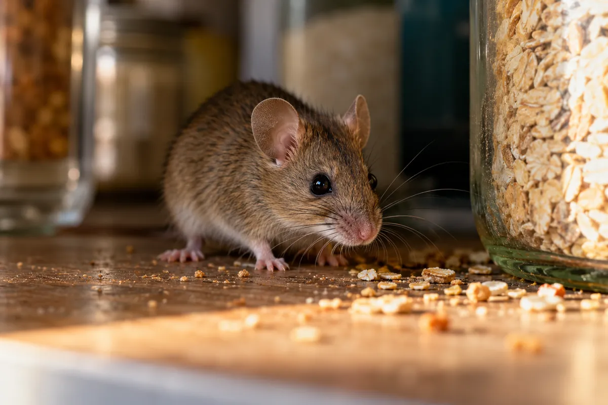 House mouse in a pantry, mouse control in Escondido, CA