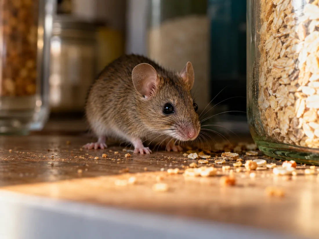 House mouse in a pantry